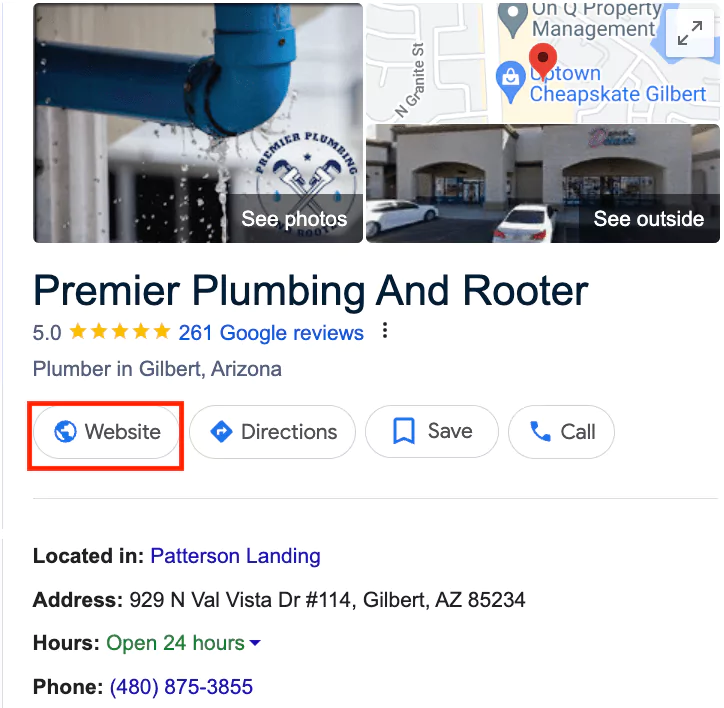 Plumbing Google Business Profile Website Field